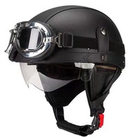 Casque de moto vintage rétro LDQ demi-face en ABS homologué DOT avec visière transparente à dégagement rapide unisexe toutes saisons