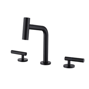 Widespread Basin Faucet 3 Hole Deck <b>Mounted</b> Dual Handle Pull Out <b>Spray</b> Ceramic Valve Core - Product Image 1