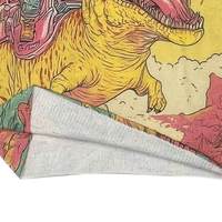 Suéter de punto acanalado con estampado de gato de dibujos animados montado en dinosaurio para mujer, cuello redondo informal, manga larga, estilo oversize, para uso diario, combina con todo.