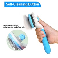 Cepillo de Aseo Autolimpiable de Plástico para Perros y Gatos, con Eliminación de Pelo con un Solo Toque y Masaje, Personalizado de Fábrica
