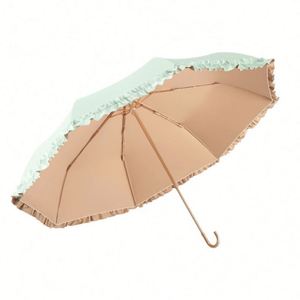 Custom Logo Folding Anti-Uv With Wooden Handle Sunproof Rainproof <b>Windproof</b> <b>Umbrella</b> Promotional Gift - Product Image 4