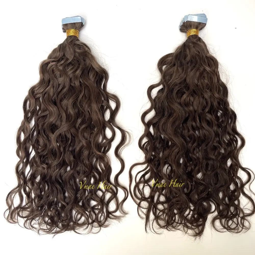 Vmae Wholesale Virgin Remy Indian Hair Piano Color #2 #4ナチュラルウェーブウェーブ生テープインエクステンション人毛