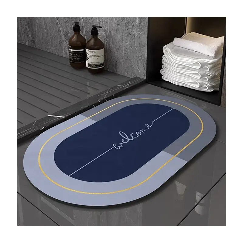 Tapis absorbant l'eau tapis ovale en caoutchouc diatomée boue salle de bains tapis de sol ensemble antidérapant Diatomite tapis de bain