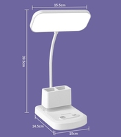 Lampe de bureau LED blanche multifonctionnelle, batterie grande capacité, veilleuse et lampe de lecture pour dortoir étudiant et chevet