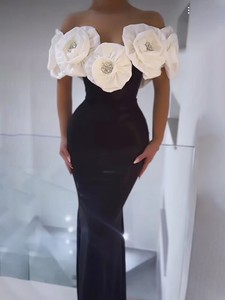 Robe Moulante Stéréoscopique Épaules Dénudées à Fleurs Blanches, Longueur Cheville, Sexy, pour <span class=keywords><strong>Femme</strong></span>, Fête d'Anniversaire, <span class=keywords><strong>Mariage</strong></span> ou Soirée - Product Image 2