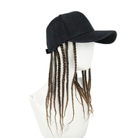 Casquette de baseball intégrée avec tresses longues prêtes à porter, chapeau avec mèches de cheveux tressées