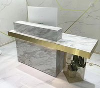 Bureau de réception en forme de L de luxe blanc rose vif de conception italienne moderne pour hôtel, école, hôpital et magasins de détail