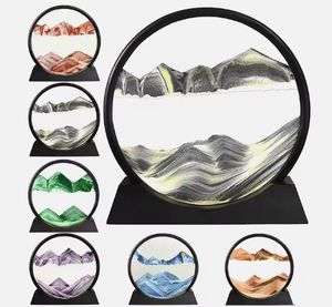 Современная картина-песочница с движущимся жидким песком, круглая стеклянная 3D-часы, пейзаж глубоководного моря, 7 и 12 дюймов, для домашнего декора - Product Image 2