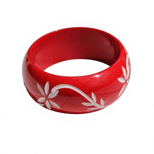กำไลข้อมือสแตนเลสสตีลลายดอกไม้เพชรหลากสีสำหรับผู้หญิง แฟชั่นเรซิ่นไม้ ของขวัญแต่งงานสำหรับผู้หญิง - Product Image 1