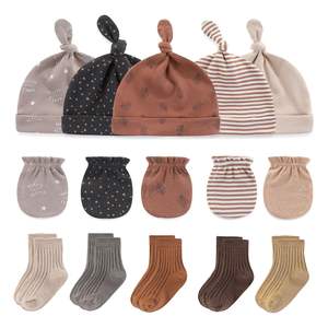 Ensemble bonnet, gants et chaussettes pour bébé en coton, nouveau-né unisexe, 0-6 mois, quatre saisons, respirant, utilisation en extérieur, vente chaude - Product Image 5