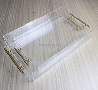 Plateaux de lit en plexiglas transparent, pour le petit déjeuner, en verre transparent, de forme rectangulaire, présentoir de luxe, vente en gros, 3mm/4mm