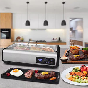 Grill sans fumée d'intérieur, grill électrique BBQ avec contrôle <span class=keywords><strong>de</strong></span> la température, grill coréen, plaques <span class=keywords><strong>de</strong></span> grill et <span class=keywords><strong>de</strong></span> <span class=keywords><strong>cuisson</strong></span> amovibles, verre trempé - Product Image 3