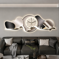 Décoration murale moderne de luxe avec éclairage LED, impression sur toile métallique, cadre noir, pour salon, fond de canapé