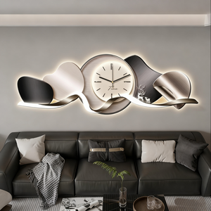 Dipinto Decorativo LED Moderno e Lussuoso con Orologio, Quadro in Porcellana Cristallina per <span class=keywords><strong>Soggiorno</strong></span> e <span class=keywords><strong>Parete</strong></span> Dietro il Divano - Product Image 3
