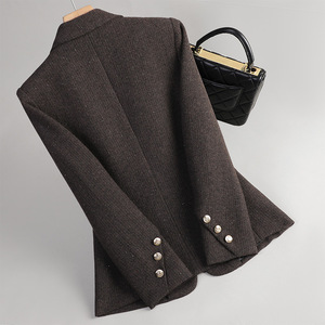 Women's Wool Blazer Red Solid Color Padded Anti-shrink Petite Fit - Product Image 3