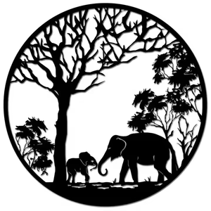 Décoration murale moderne en métal découpé au laser en forme d'éléphant pour la maison et les anniversaires - Product Image 4