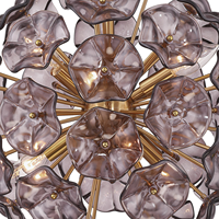 Lampes suspendues en verre de style Murano bleu avec cadre en métal doré pour la décoration du salon