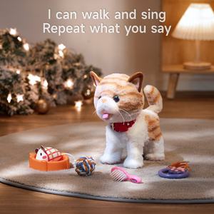 Jouet pour chat en peluche électrique Tumama pour enfants, jouet interactif pour animaux de compagnie, laisse pour chat, contrôle de la marche, jouets parlants avec voix pour enfants, bébés, cadeau - Product Image 2