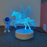Veilleuse LED 3D moderne Base en ABS multicolore Pegasus Dream Veilleuses LED pour enfants pour chambre d'adolescents