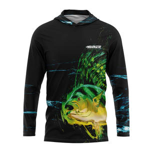 Atacado Personalizado Pesca Hoodie Manga Longa Sublimada Peixe Voador Upf50 + Proteção UV Camisa De Pesca - Product Image 3