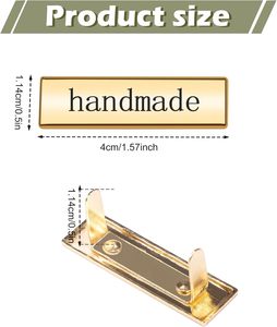 Etiquetas metálicas hechas a mano, etiquetas de ganchillo para artículos hechos a mano con etiquetas rectangulares de aleación, etiquetas multiusos hechas a mano para costura I - Product Image 3