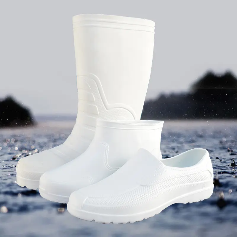 Botas de lluvia impermeables de espuma EVA para hombre, hasta la rodilla Botas de lluvia, medianas y tobilleras, zapatos de lluvia de estilo simple para hombre