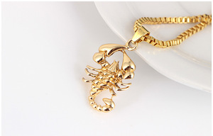 Colliers Hip hop <span class=keywords><strong>Rock</strong></span> pour hommes, pendentif Animal en acier inoxydable, <span class=keywords><strong>Scorpion</strong></span>, chaîne en or, pendentif pour hommes, bijoux de mode - Product Image 5