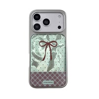 Coque de téléphone créative style INS vert menthe à pois avec nœud papillon pour Apple 17 Pro Max, iPhone 16, 15/14P, 13