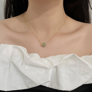 <span class=keywords><strong>Chris</strong></span> april Brass Pvd Plaqué Charme Goutte Collier Pendentif Jade Naturel - Product Image 3