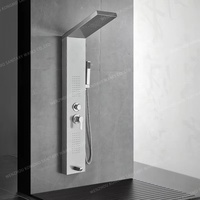 Ensemble de douche de salle de bains moderne avec robinet électrique dissimulé haute pression et panneau de douche à effet pluie, motifs de massage mural et de jet