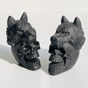 Gran oferta, alta calidad, obsidiana negra Natural, Lobo, artesanías talladas a mano, <span class=keywords><strong>Calaveras</strong></span>, tallas para decoración del hogar y regalos - Product Image 4