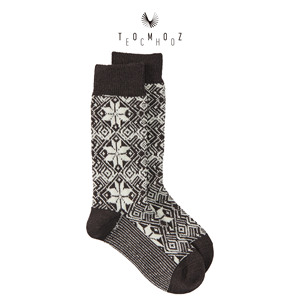 <span class=keywords><strong>Chaussettes</strong></span> en tricot respirantes pour femmes, motif flocon de neige géométrique complexe, pour un style confortable et tendance au quotidien - Product Image 2