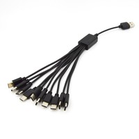 Kabel Splitter USB 28CM ke 10 X C 10-in-1 Pengisian Cepat 5A untuk 10 Perangkat & Komputer