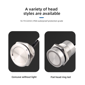 Interrupteur piézoélectrique étanche IP68 à tête ronde concave de 16 mm, à résistance élevée à l'eau, momentané avec fils - Product Image 3
