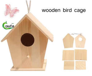 Mangeoire à oiseaux Nid de pigeon suspendu naturel Nichoir en bois bon marché avec toit amovible - Product Image 3