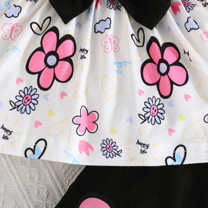 ชุดเซ็ตสองชิ้นสำหรับเด็กผู้หญิง ดีไซน์สวยเก๋ สไตล์ลำลองสำหรับฤดูร้อน ลายดอกไม้ พิมพ์ลายบนเสื้อและชุดเดรสสายเดี่ยว สำหรับเด็กอายุ 6 เดือน - 3 ปี - Product Image 5