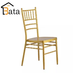 Factory Direct Stackable Metal Gold Weddings Event Banquet Chiavari Tiffany Chair With Cushion
