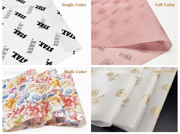 17gsm Tissue Paper Customized Full Orange with Silver Logo for Flower/Toy/Electro<i></i>nic Products Packaging