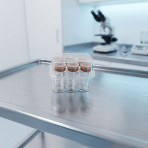Bandeja de plástico transparente al por mayor con 2 cavidades para viales, bandeja OEM ODM para botellas de péptidos de vidrio para uso en envasado - Product Image 1