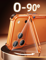 Coques de téléphone portable de luxe en aluminium en forme de 9 avec cadre de protection et support d'objectif caché pour iPhone 17 Pro Max (Dropshipping)