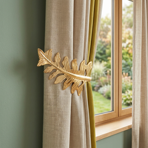 <b>Gold</b> Leaf <b>Curtain</b> <b>Holdbacks</b> Elegant Decorative Tiebacks for Living Room - Product Image 4
