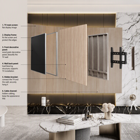 Meuble TV contemporain en bois avec console multimédia flottante, éclairage LED et rangement, centre de divertissement pour salon, mobilier personnalisé OEM