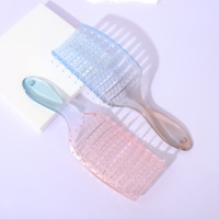 LOGO personnalisé Brosse à cheveux de massage en plastique Perruque incurvée Brosse démêlante pour cheveux humides pour un séchage plus rapide Bonbons Couleur dégradée