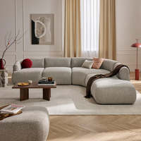 Canapé modulaire en L de luxe léger et moderne pour hôtel, en tissu bouclé, confortable pour salon, mobilier de maison détachable