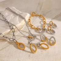 Collier géométrique circulaire en acier inoxydable de style européen et américain, bracelet au design sophistiqué, boucles d'oreilles color block en titane
