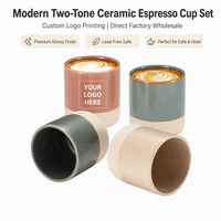 Tasse en porcelaine ronde de 3 oz, sans plomb ni cadmium, adaptée aux aliments, passe au micro-ondes, bicolore, finition brillante, pour restaurant, logo personnalisé, OEM, ODM