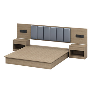 Juego de Muebles de Cuero Genuino para Habitación Doble Estándar de Hotel Económico, Cama Moderna Minimalista con Almacenamiento y Mesita de Noche - Product Image 5