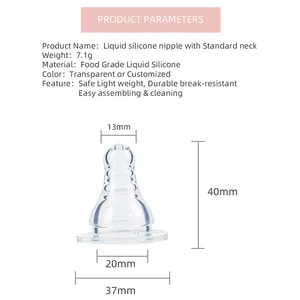 Bebek standart kalibreli boyun yumuşak silikon meme gibi yüksek şeffaf besleme nipeller emzik su şişesi için