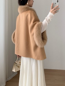 2025 Inverno Barse Casaco De Caxemira De Lã Mulheres Curto Capa De Pele De Raposa De Lã - Product Image 3
