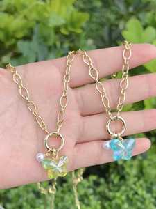Collar y Pulsera con Dijes de Hamburguesa/<span class=keywords><strong>Bicicleta</strong></span>/Mariposa/Corazón, Mini Colgante de Zirconia Microincrustada y Esmaltada, Joyería de Cobre Bañado en Oro - Product Image 4